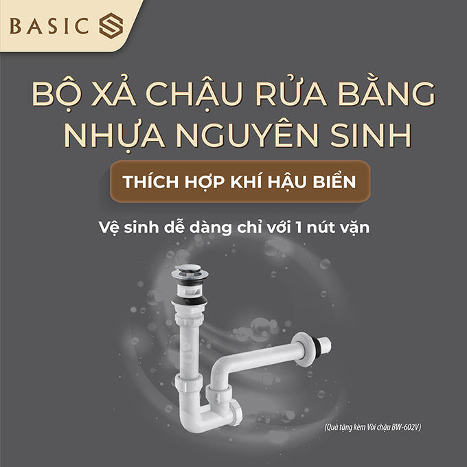 Tặng kèm bộ xả chậu rửa BP-11011