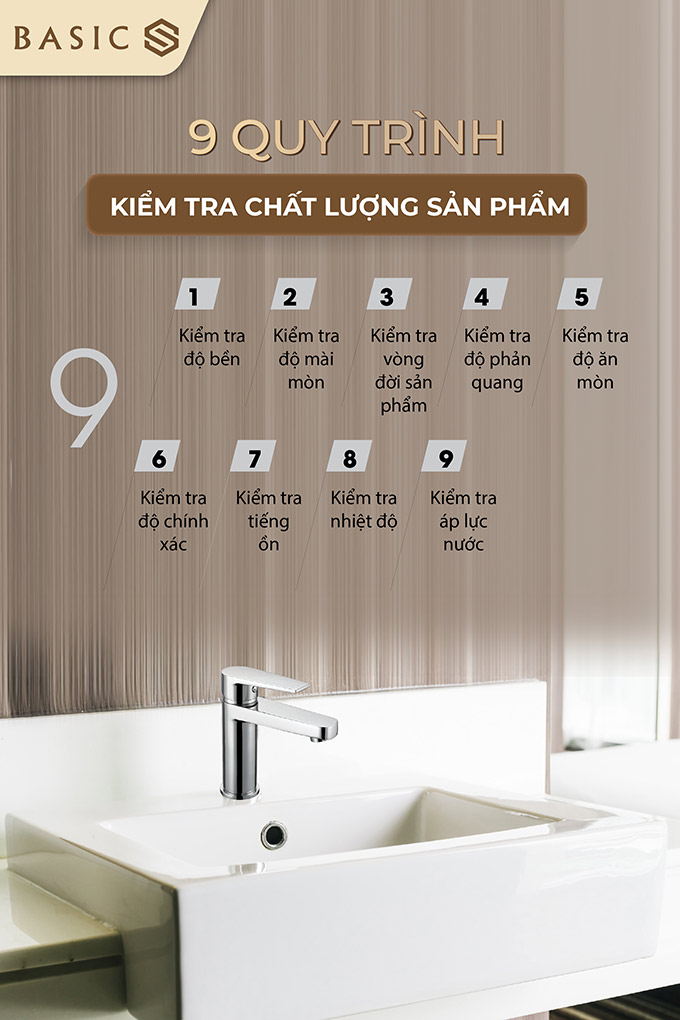 Vòi chậu Basic đều trải qua 9 quy trình kiểm tra chất lượng