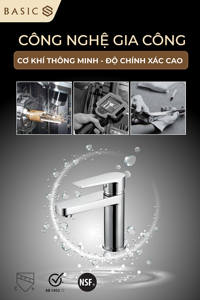 Vòi chậu nóng lạnh Basic BW-606V có công nghệ gia công chính xác cao