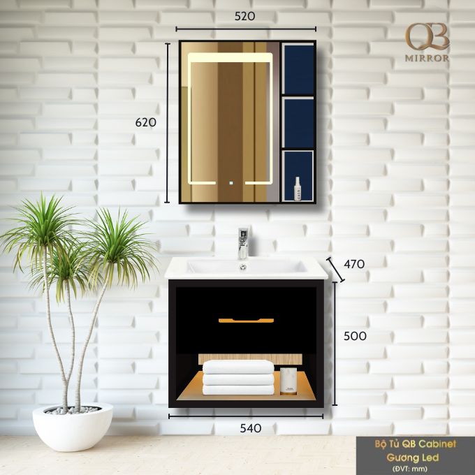 Tủ gương phòng tắm QB GLASS-541TG