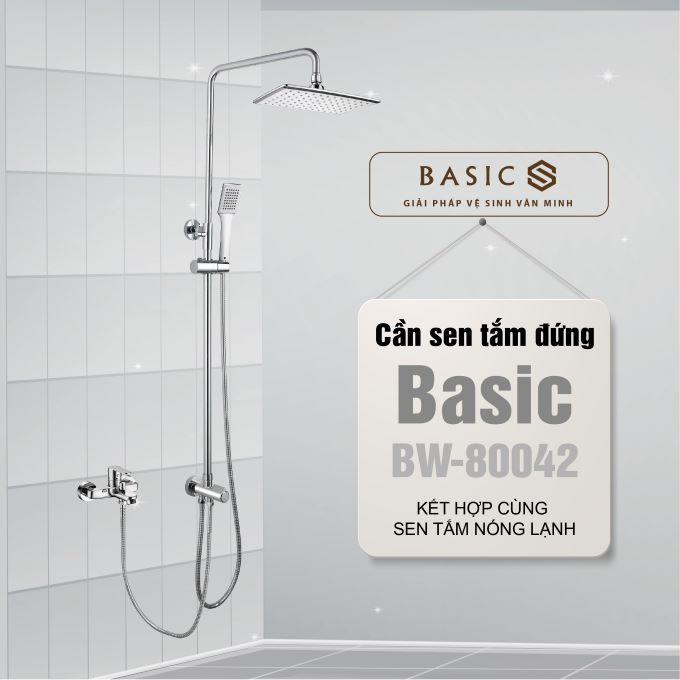 Thân sen tắm đứng Basic BW-80043 - Kết nối với máy nóng lạnh
