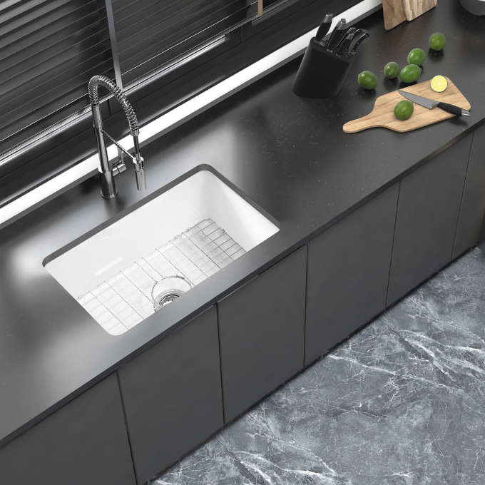 Chậu rửa chén dương vành bằng sứ FFC kháng khuẩn BS-K3018