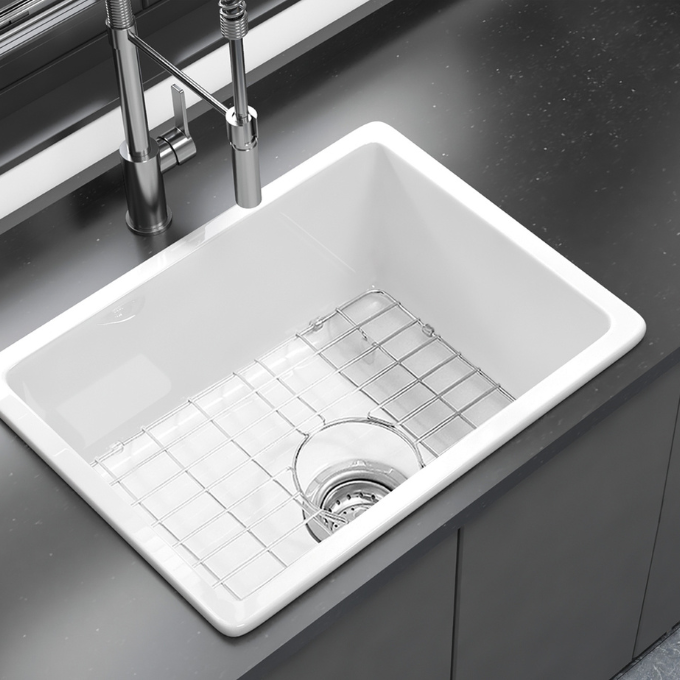 Chậu rửa chén dương vành bằng sứ FFC kháng khuẩn BS-K3018
