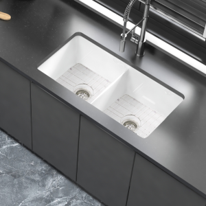 Chậu rửa chén dương vành bằng sứ FFC kháng khuẩn BS-K3219D
