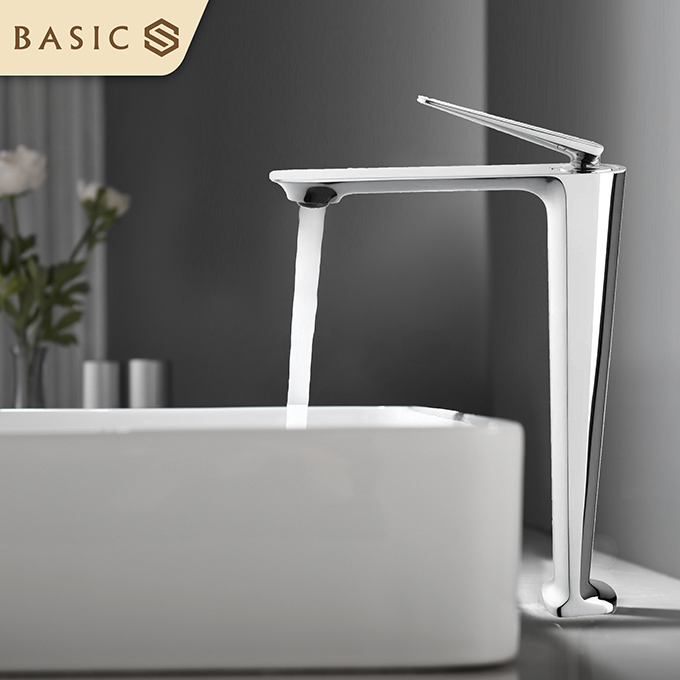 Vòi lavabo nóng lạnh Basic Cavoli-H màu chrome (Vòi cao)