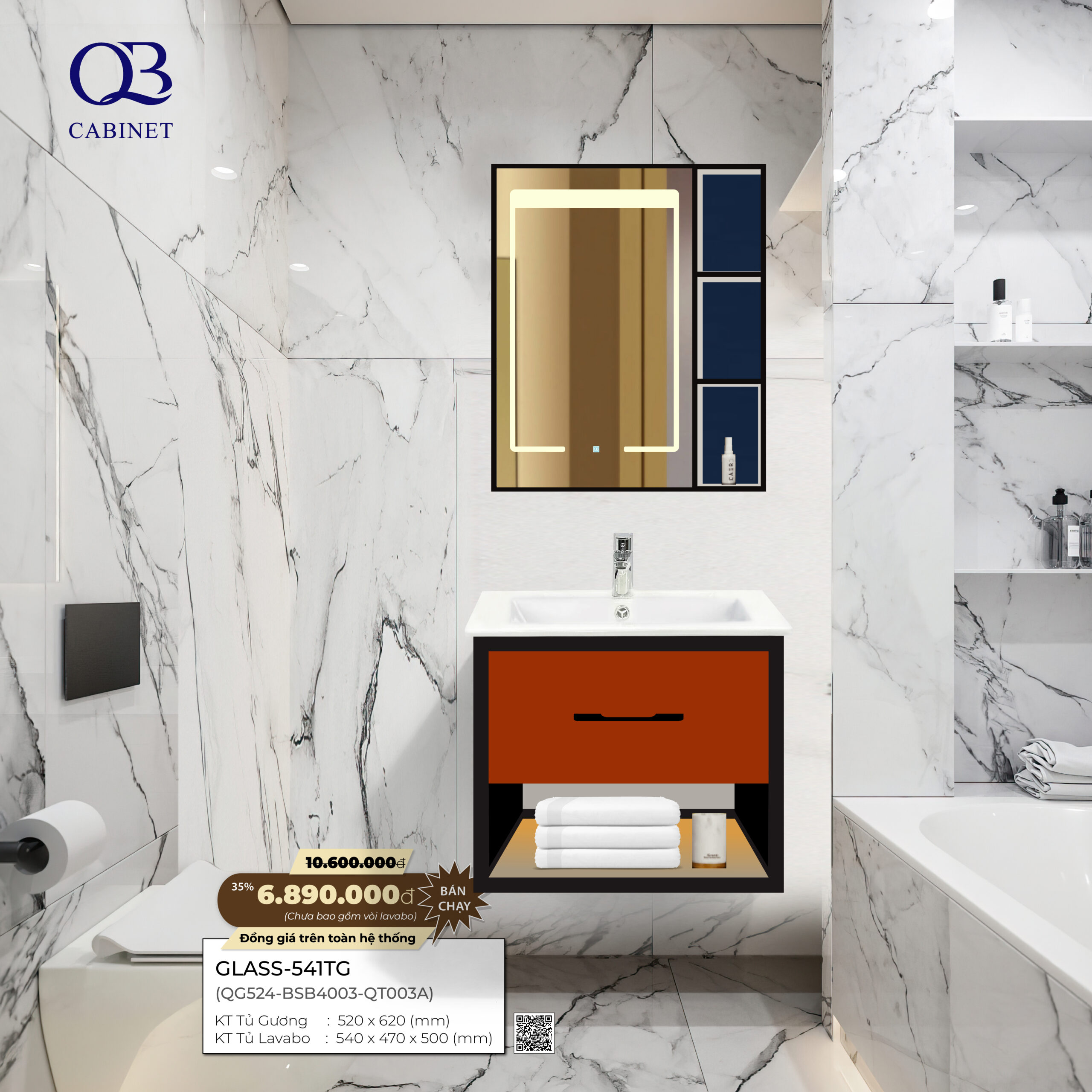 Bộ tủ Cabinet thủy tinh kháng khuẩn GLASS-544TG