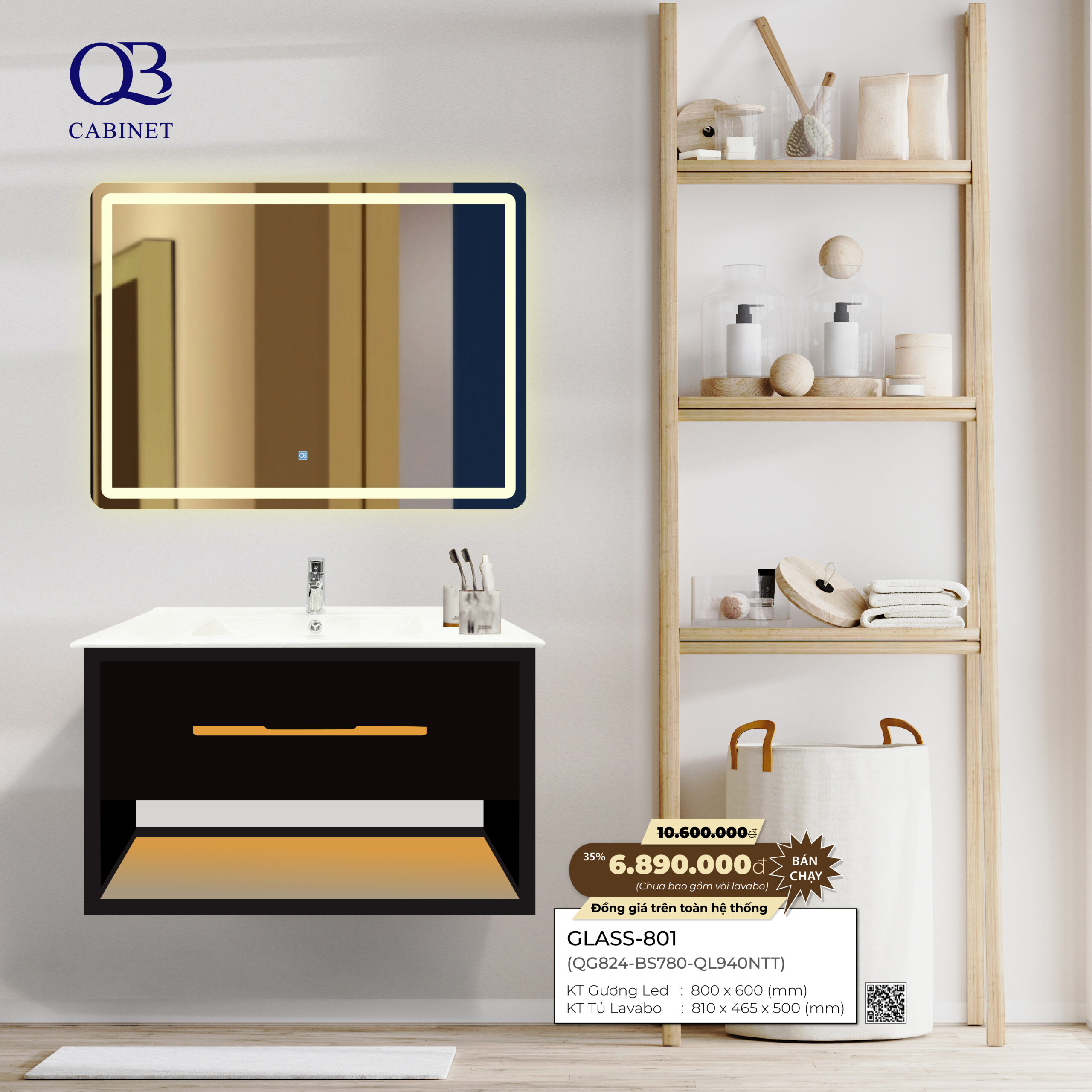 Bộ tủ Cabinet thủy tinh kháng khuẩn GLASS-801