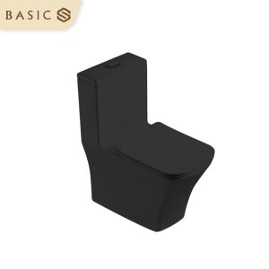 Bồn cầu một khối dáng vuông cao cấp Basic Cara-B (Đen mờ)