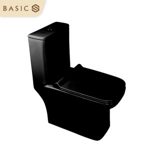 Bồn cầu một khối dáng vuông cao cấp Basic Cavoli-B (Màu đen)