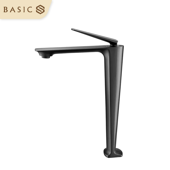 Vòi lavabo nóng lạnh Basic Cavoli-HT màu PVD Titan (Vòi cao)