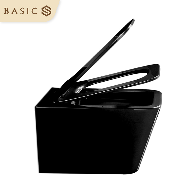 Bồn cầu treo tường vuông Basic Cavoli-WB (Đen mờ)