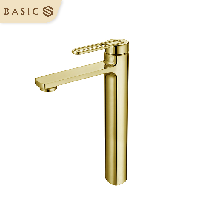 Vòi lavabo nóng lạnh Basic Cara-HG màu Titanium Gold (vòi cao)